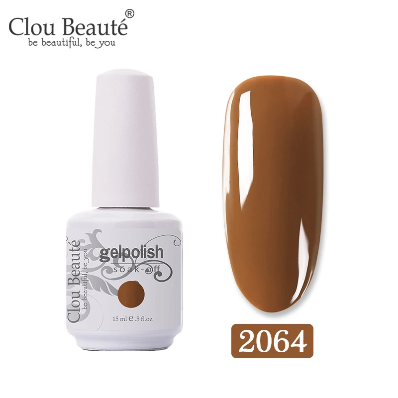 2064 Clou Beaute кофейная Коричневая серия гель лак для ногтей карамельный УФ светодиодный лак для ногтей Полупостоянный Гель-лак Гибридный праймер 15 мл - Цвет: 2064