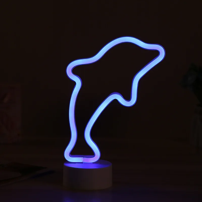 Dog Shape Double-sided Illumination LED Neon Light Sexy Sign Table Lamp Fairy Tale Lights Holiday Gift Children's Room Decor - Испускаемый цвет: Dolphin