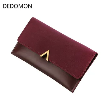 

2019 New Leather Women Wallets Fashion Three Fold Design Women's Long Purse Patchwork Female Clutch Wallet Card Holder
