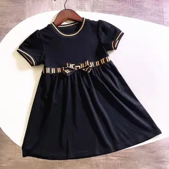 

2020 New Fashion Girls Dress Black Red girls Clothing out wear Bow Front Elegant Party Girls Dress