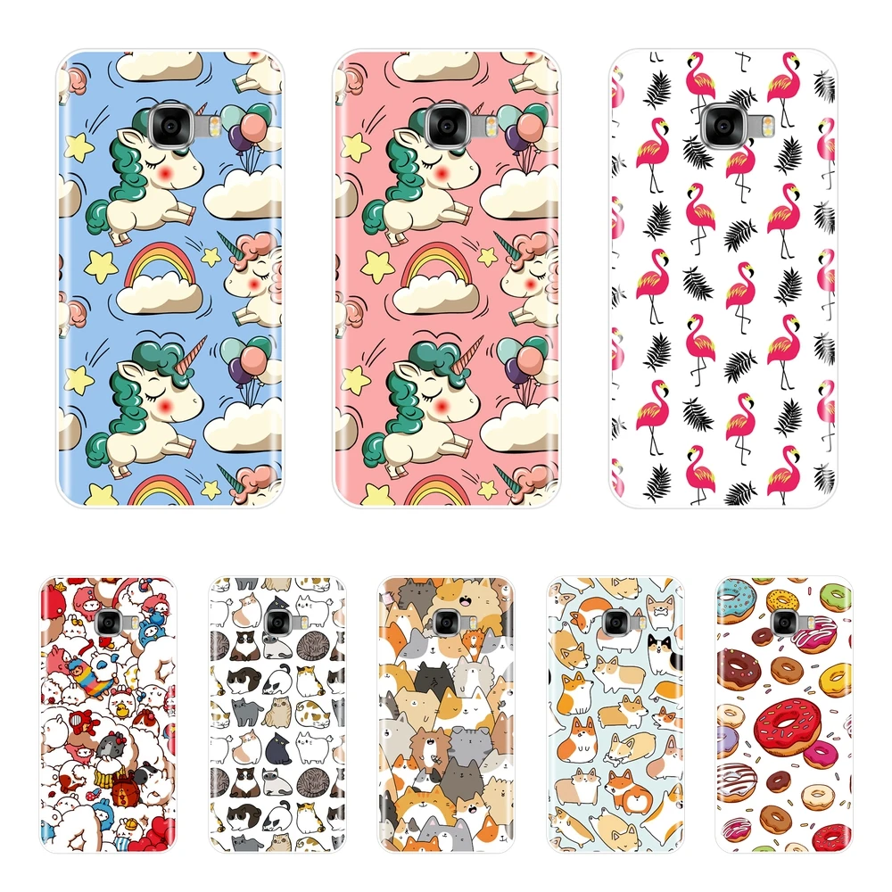 Cute Unicorn Phone Case for Samsung Galaxy C5 C7 C8 Cases C9 Pro Silicone Soft Back Cover In Stock |