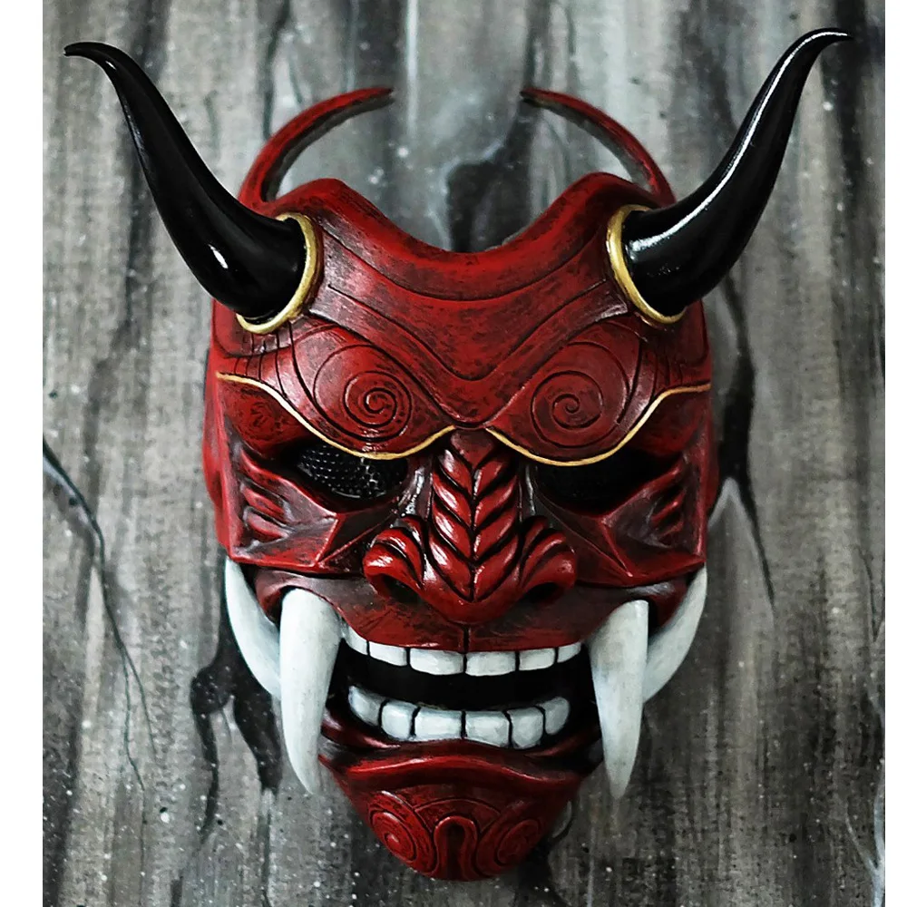 Halloween Prajna Mask Collective Decorative Latex Japanese Buddhism Ghost Scary Masquerade Helmet Cosplay Props | Дом и сад