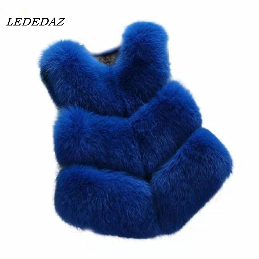 

Short Ladies Faux Fur Vest Royal Blue Slim Women Sleeveless Faux Fox Fur Coat & Jacket Plus Size Winter Jacket Casaco Feminino
