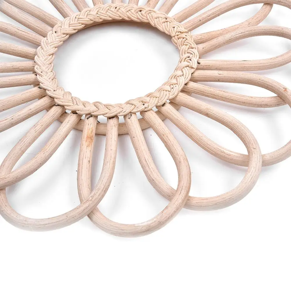 Винтажная круглая Декорации для стен и зеркал богемное шикарное искусство натуральный ротанг украшение дома настенная рамка
