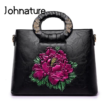 

Johnature Fashion Ladies Hand Bags Shoulder Luxury Casual Tote 2020 New Vintage Leather Big Handbag Large Capacity Messenger Bag