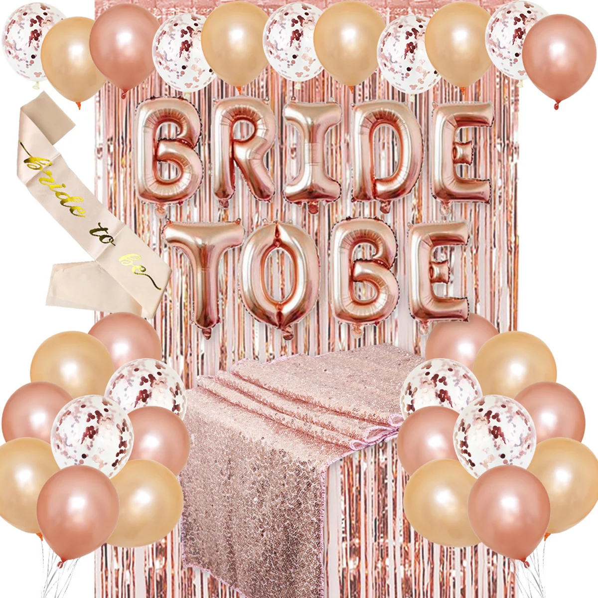 

New Bachelorette Party Decor Kit Bridal Shower Supplies Bride To Be Sash Balloons Table Cloth Foil Curtain Dropshipping