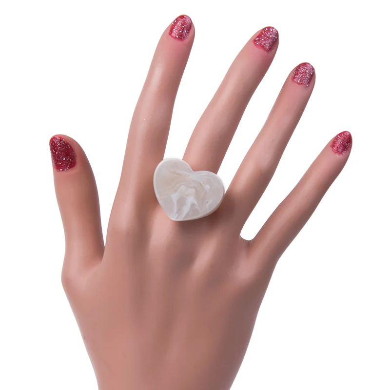 GuanLong большой Винтаж большие кольца для женщин Модные украшения цветов прекрасное сердце резиновые, акриловые палец простое кольцо для девочек - Цвет основного камня: size-8