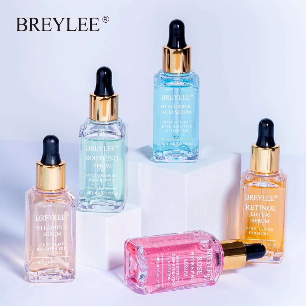 BREYLEE Serum Series Hyaluronic Acid Vitamin C Whitening Face Skin Care Rose Nourish 24k Gold Firm Soothing Repair Essence 1pcs