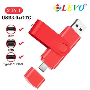 

3 in1 OTG Usb Flash Drive 16GB 32GB pen drive 64GB 128gb memory stick 3.0 type c usb flash Pendrive for Android phone