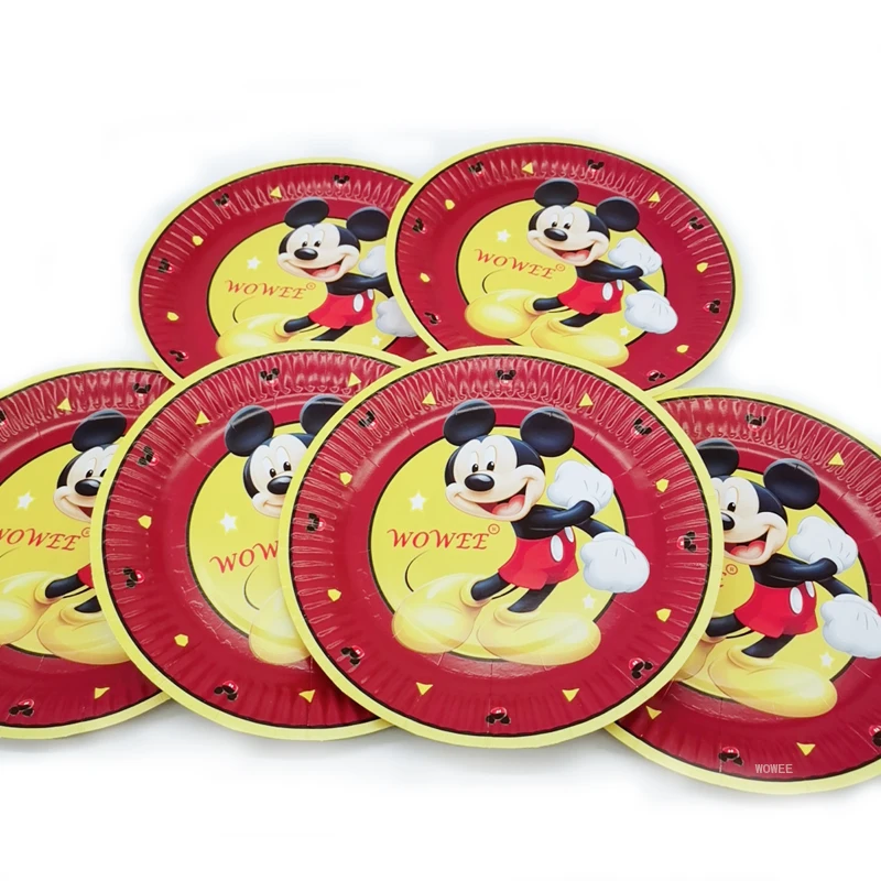 For 6 Kids Red Mickey Mouse Party Supplies Decorations Birthday Party Favors Plate Tablecloth Balloons Caketopper