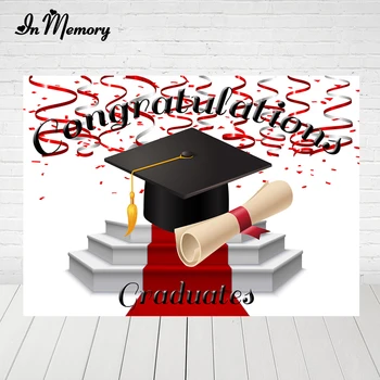 

InMemory Class Of 2020 Graduation Party Backgrounds For Photo Studio Bachelor Cap Diploma Red Carpet Photography Backdrops