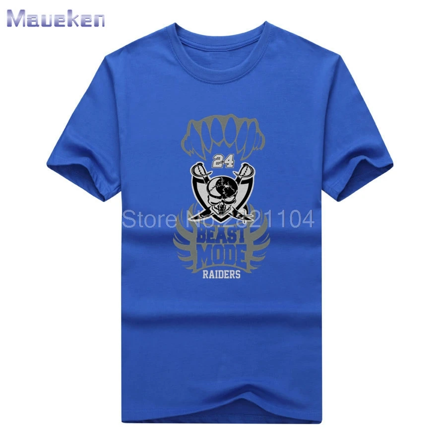 Beast Mode skull Marshawn Lynch 24 футболки из хлопка мужские модные футболки для фанатов рейдеров 0429-9