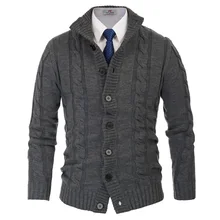 PJ Мужской свитер, трикотаж, стильный длинный рукав, стоячий воротник, пуговица, кардиган, осеннее вязаное пальто