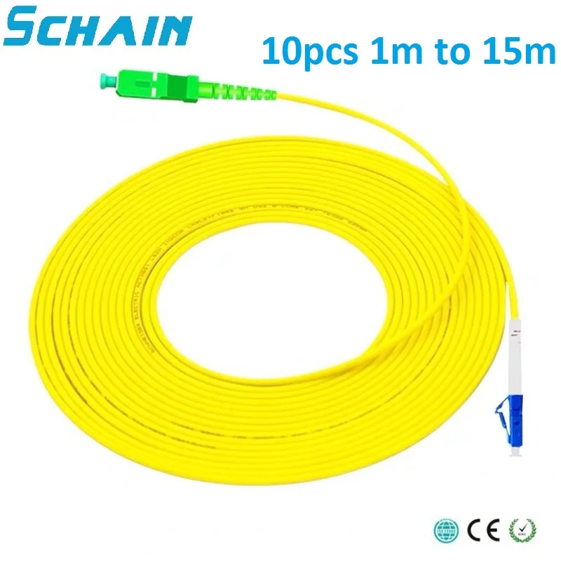 

10Pcs SC-LC patchcord Simplex Single Mode G652D Fiber Optic Patch Cord SC/APC-LC/UPC 2.0mm PVC Jacket FTTH Fiber Optic Jumper