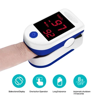 

Fingertip Pulse Oximeter LED Display Digital Oximeter Blood Oxygen Sensor Saturation SpO2 Monitor Measurement Meter Tensiometer