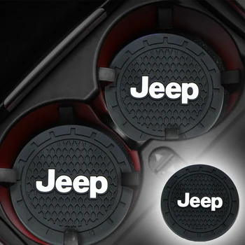 

2pcs Car Badge Cup Holder Mat Silicagel water Coaster For JEEP compass renegade cherokee kl patriot wranglert car-styling