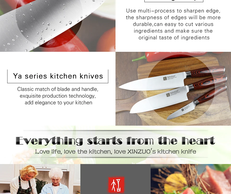 XINZUO 7 ''дюймовый нож Santoku немецкий 3 слоя 440C плакированный стальной нож из нержавеющей стали японский стиль шеф-повара с деревянной ручкой Pakka