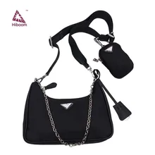 Hiboom, женские маленькие субаксиллярные сумки, Повседневная Ретро Мини сумка на плечо, модная сумка на плечо для женщин, винтажная нейлоновая сумка