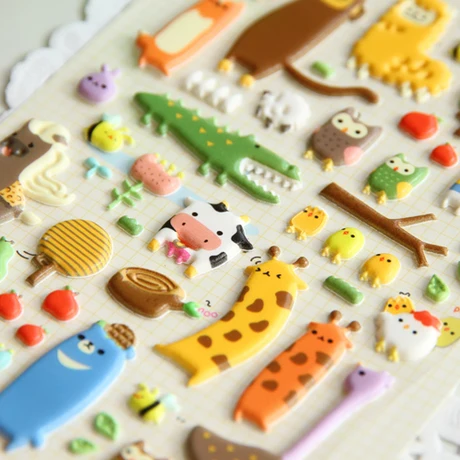 

SST1 Cute Cartoon Zoo Stereo Bubble Sticker Children's Toy 3D DIY Diary Decoration Mobile Sticker Kindergarten Gift Stationery