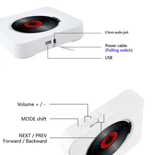 Настенный CD-плеер объемный звук fm-радио Bluetooth USB MP3 диск портативный музыкальный плеер Пульт дистанционного управления стерео динамик для дома
