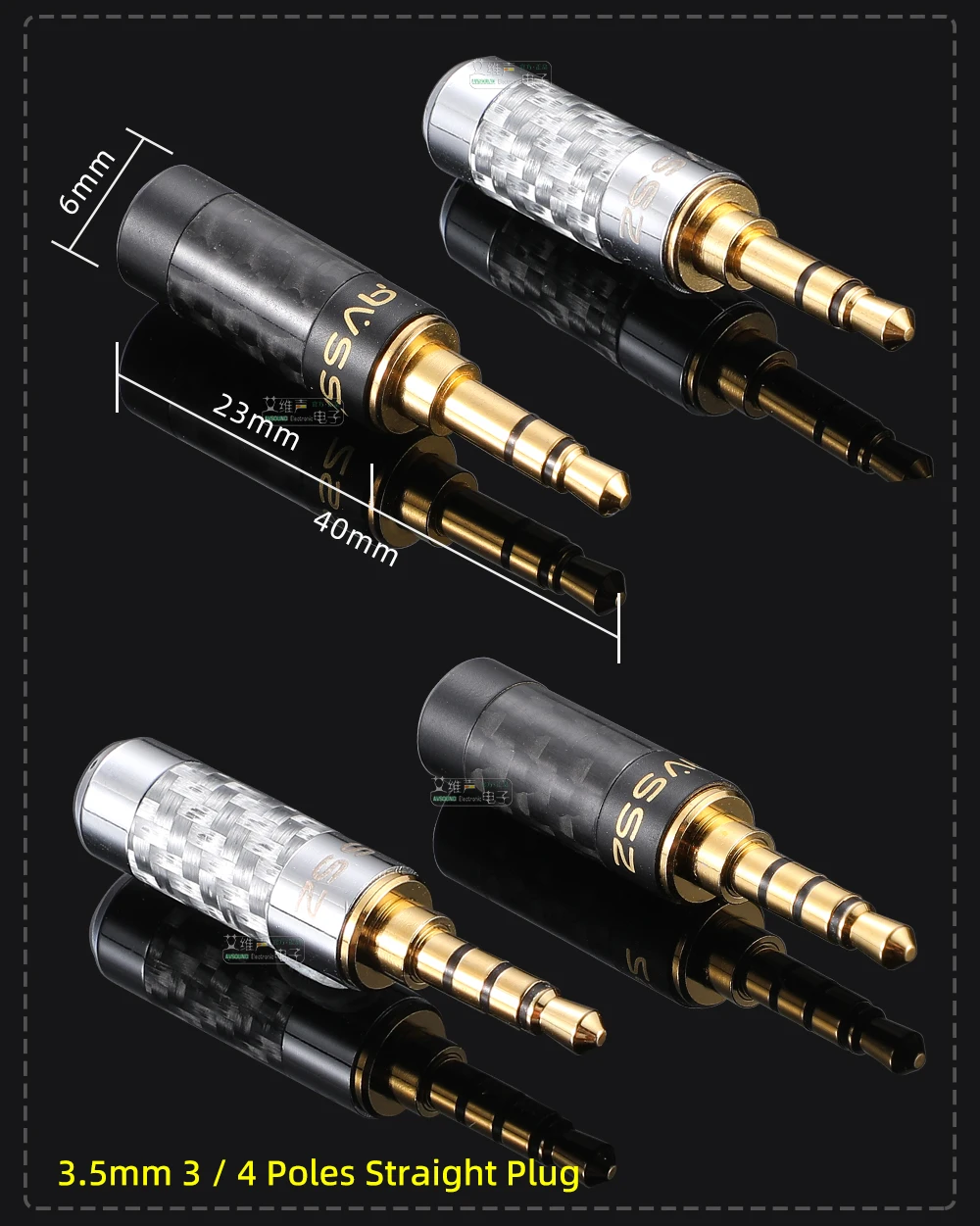 AVSSZ Carbon Fiber 3.5mm Jack Stereo Headphone Plug - Straight/Angle, 3/4/5 Poles, DIY Repair & Replacement (2.5mm, 4.4mm) Description Image.This Product Can Be Found With The Tag Names Computer Cables Connecting, Computer Peripherals, PC Hardware Cables Adapters, Straight angle plug