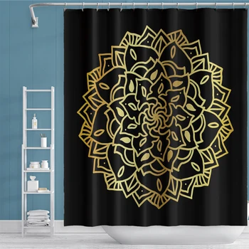 

Indian Mandala Floral Print Shower Curtains Geometric Bohemian Bathroom Curtains Wall Hanging Geometric Shower Curtains