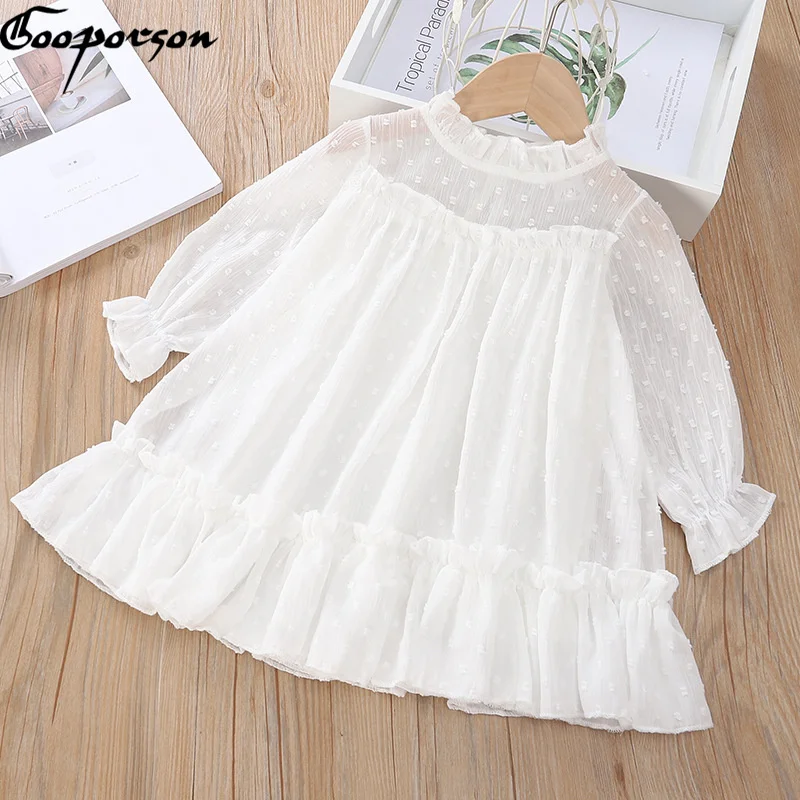 Autumn Kids Dresses for Girls Spring Cute Little Girl Long Sleeve Princess Dress Lace