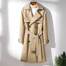 Двубортный Тренч, пальто для мужчин, длинное пальто, Мужская одежда, весна-осень, приталенное пальто с длинным рукавом, дизайн размера плюс