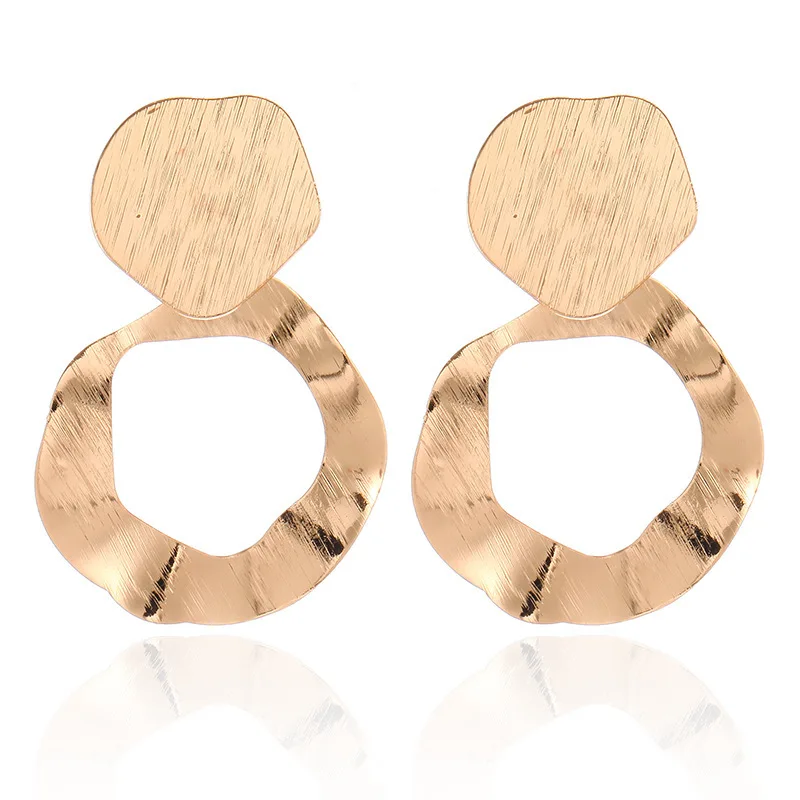 

2020 Real New Brinco Brincos Exaggerated Geometry Matte Plating Metal Harajuku Design Of Irregular Wave Earrings Women Brincos
