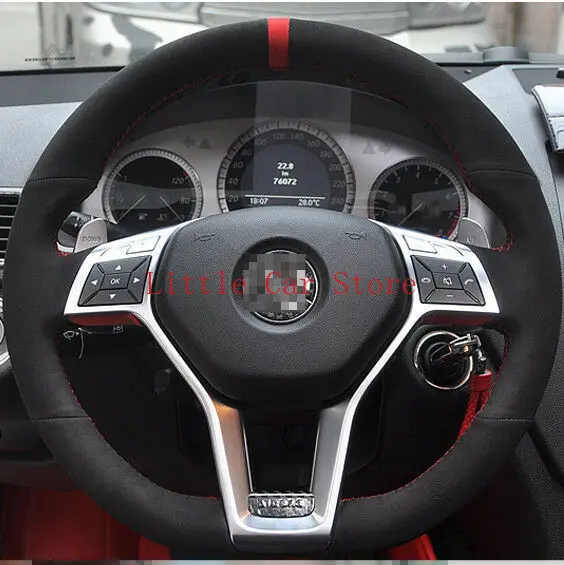 

DIY Stitching Suede Steering Wheel Cover For Mercedes-Benz GLK CLA-Class 2013 2014 Interior Accessorie