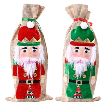 

Christmas Red Wine Bottle Cover Fashion Holiday Party Bottle Cover Bag for Xmas Dinner Holder Ornament