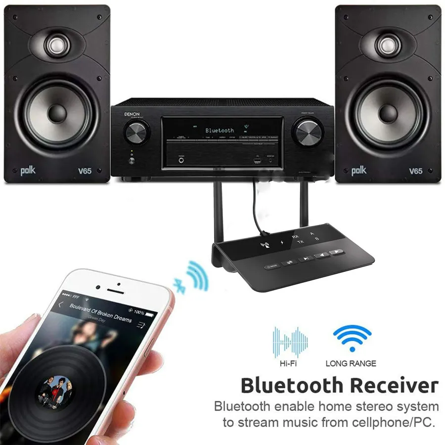 80M Bluetooth 5 0 RCA Transmitter Receiver Bypass Aptx LL Music Audio Wireless Adapter 3 5mm AUX Jack For TV PC Car Headphones