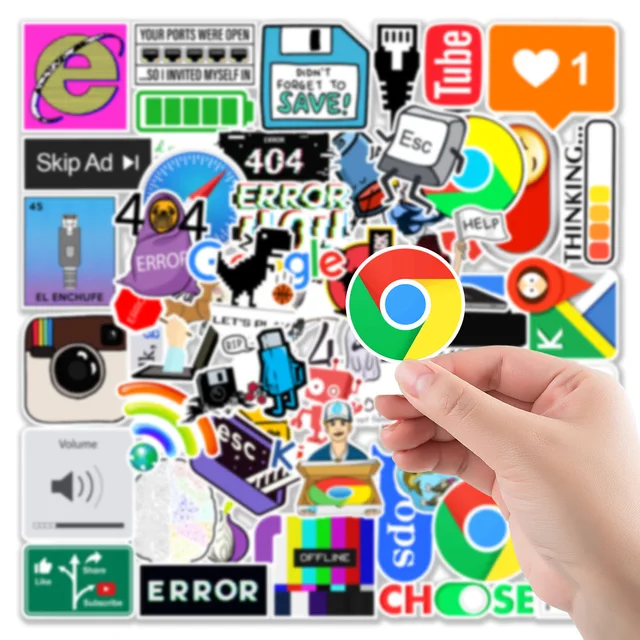10/30/50pcs 404 Network Error Cartoon Graffiti Stickers Creative Warning  Lable Cute Sticker Kids Toys  Laptop Diy Decal Sticker 2