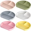 Baby Feeding Soft Silicone Children's Tableware BPA Free Waterproof Spoon Non-slip Dust Cover Dishes Plates Newborn Accessories 1