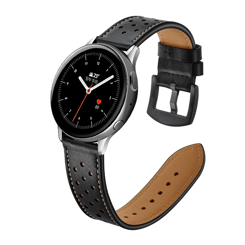 20 мм модные часы из натуральной кожи ремешок для samsung Galaxy Active 2 44 мм 40 мм Замена кожаный браслет ремешок
