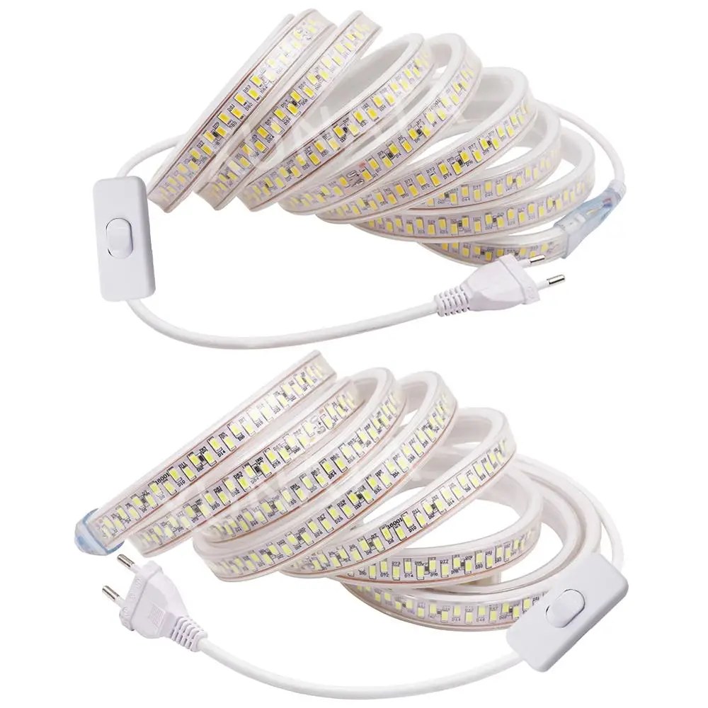 1 м/2 м/10 м/15 м/20 м SMD 5730 AC220V Светодиодная лента гибкая светодиодная 180 светодиодов/м