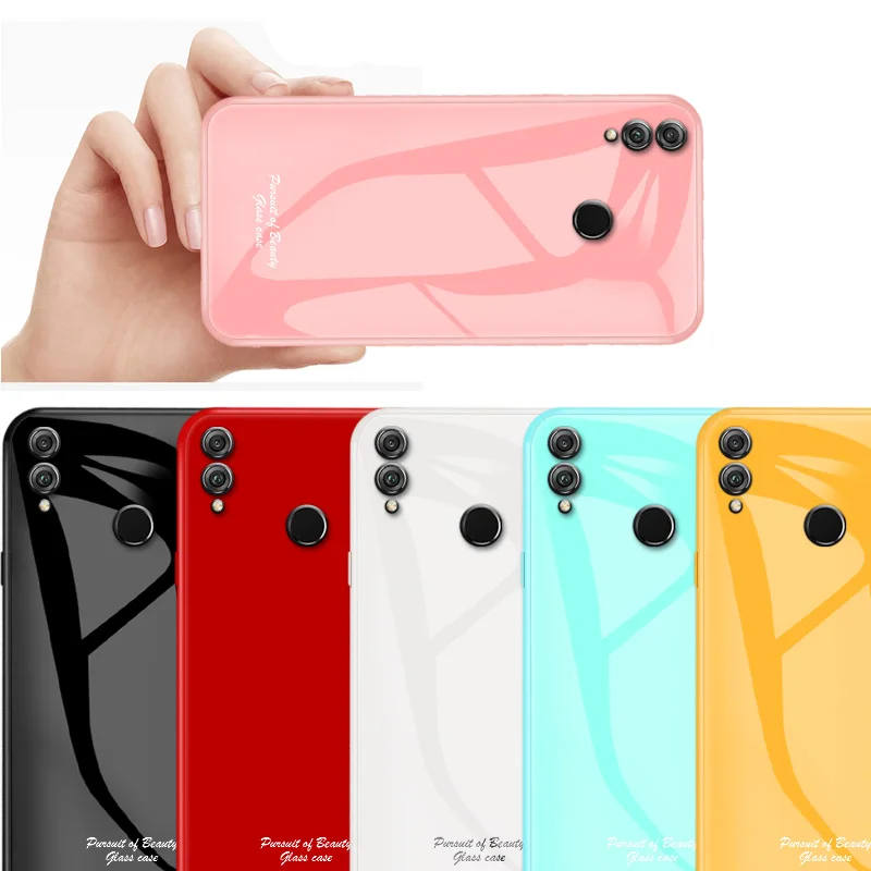 Fashion Macaron Tempered Glass Case For Huawei Honor 8X Luxury Shockproof Hard Hybrid Phone Cases Back Cover Fundas |
