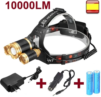 

Linterna frontal cabeza recargable OUTDOOR 10000LM 3x XM-L XML T6 Headlamp