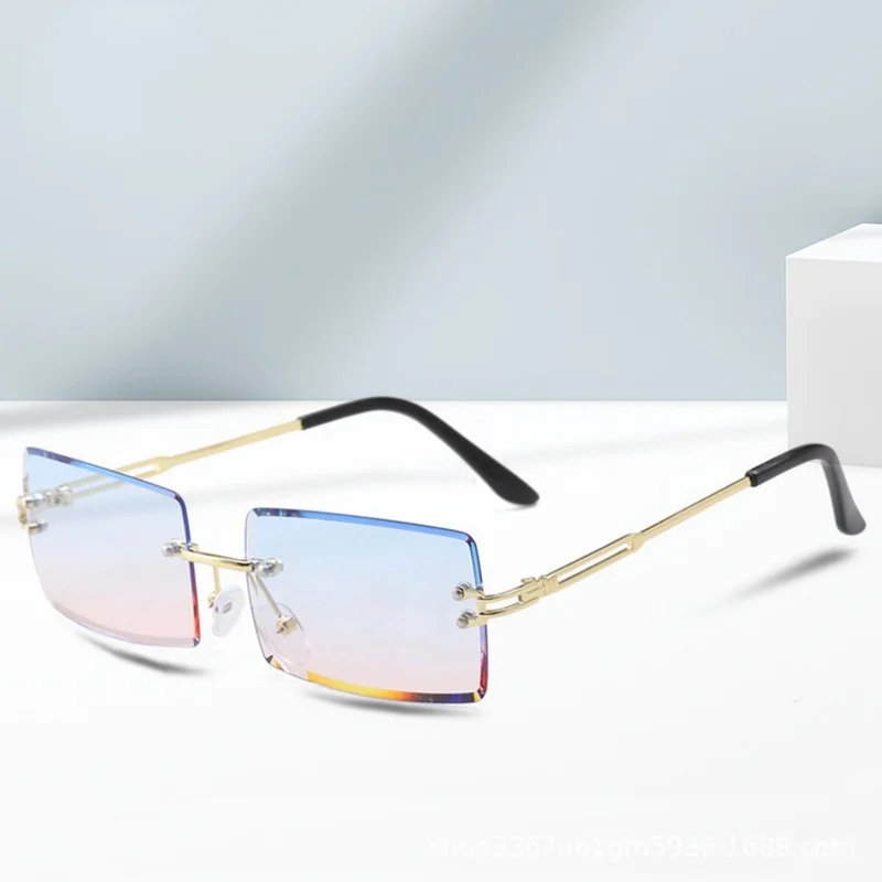  - Fashion Small Rectangle Sunglasses Summer UV400 Eyewear 2021 Newest Trendy Women Men Rimless Cycling Retro Sun Glasses Shades