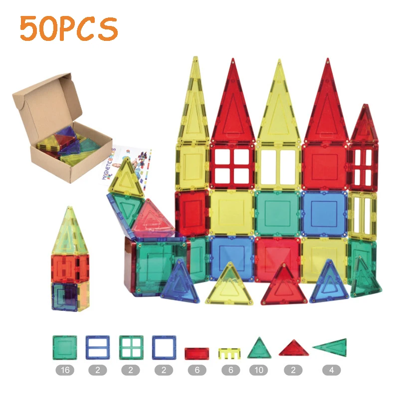 Magnetic piece Building Blocks building magnetic color window construction piece children building interactive toys DIY - Цвет: Коричневый