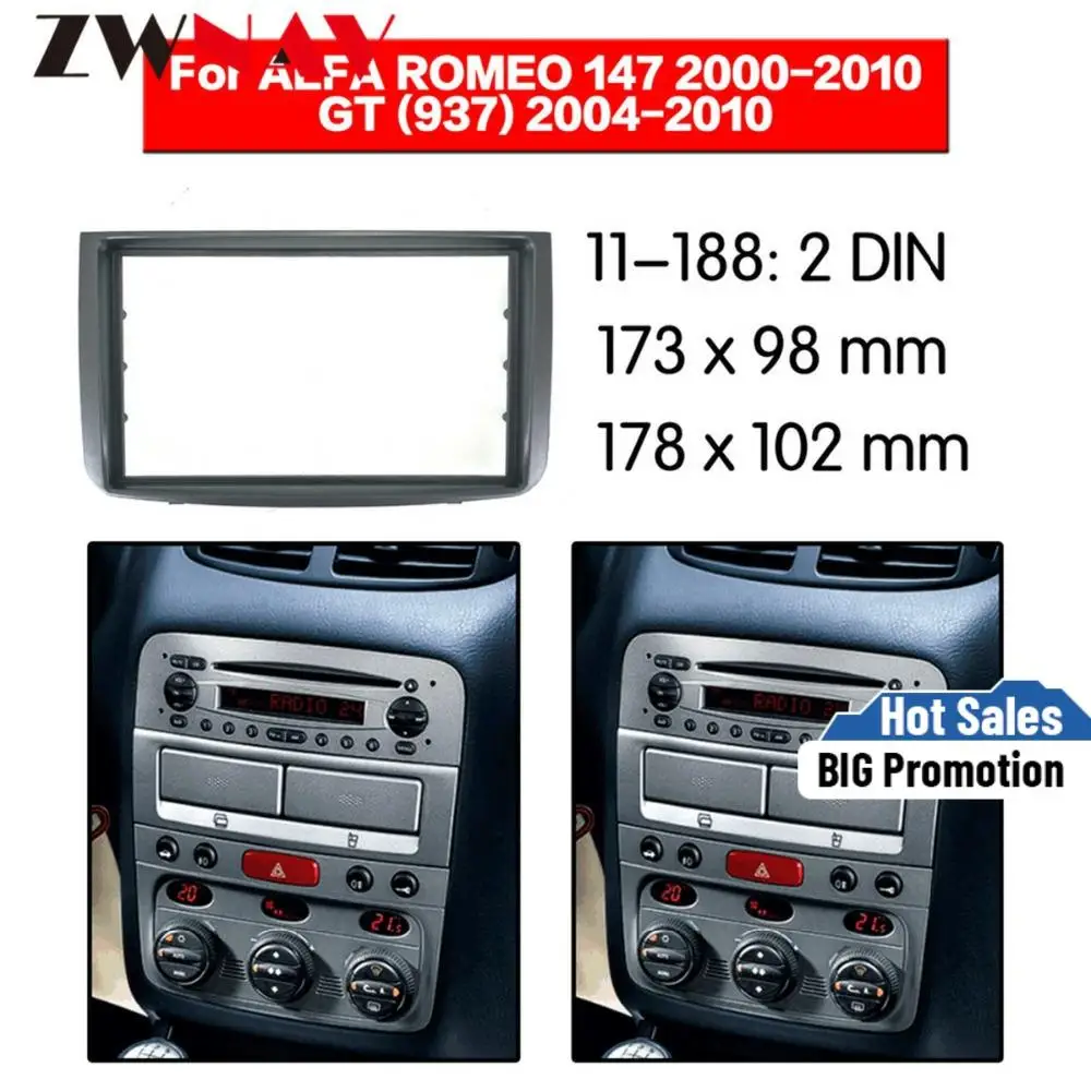 Рамка для автомобильного DVD-плеера 2000-2010 ALFA ROMEO 147 2DIN Авто AC Black LHD RHD радио
