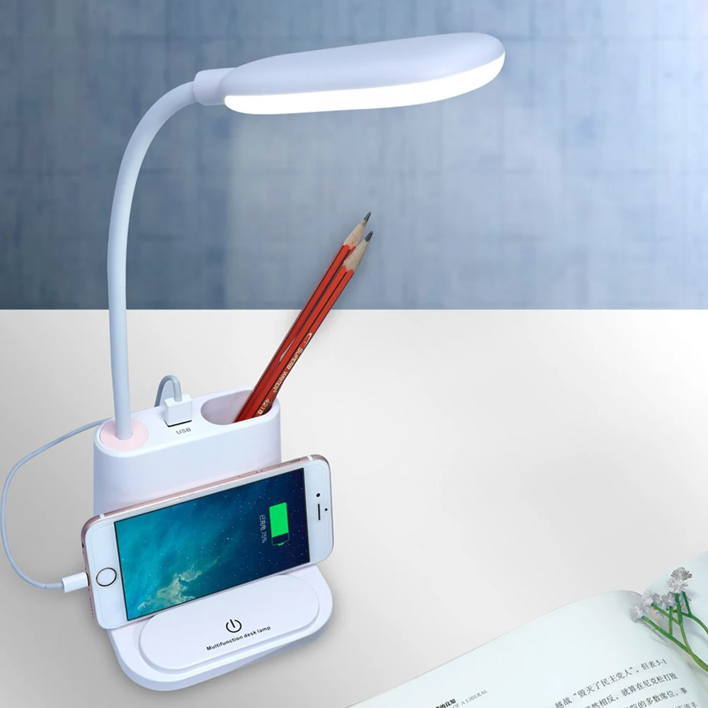 Светодиодный настольная лампа USB перезаряжаемая сенсорная регулировка яркости Настольная лампа для детей настольная прикроватная Спальня Гостиная