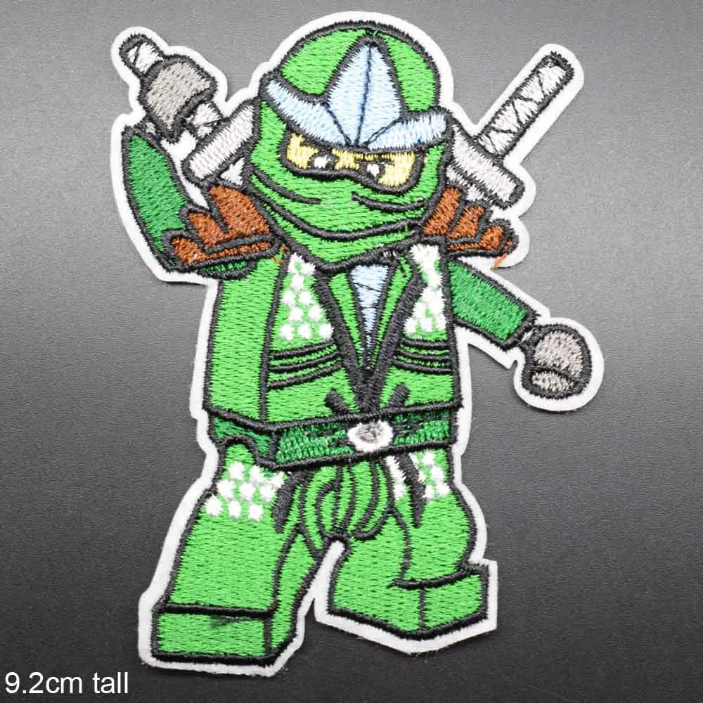 Cool Red Green Ninja Iron On Full Embroidered Clothes Ninjagoed Patches For Clothing Stickers Garment Wholesale 