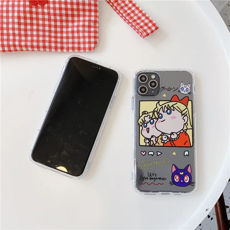 Сейлор Мун Прозрачный чехол для телефона для iphoe X XR XS Max чехол для iphone7 8 plus 11 11Pro Max чехол милый мультяшный мягкий чехол s Capa