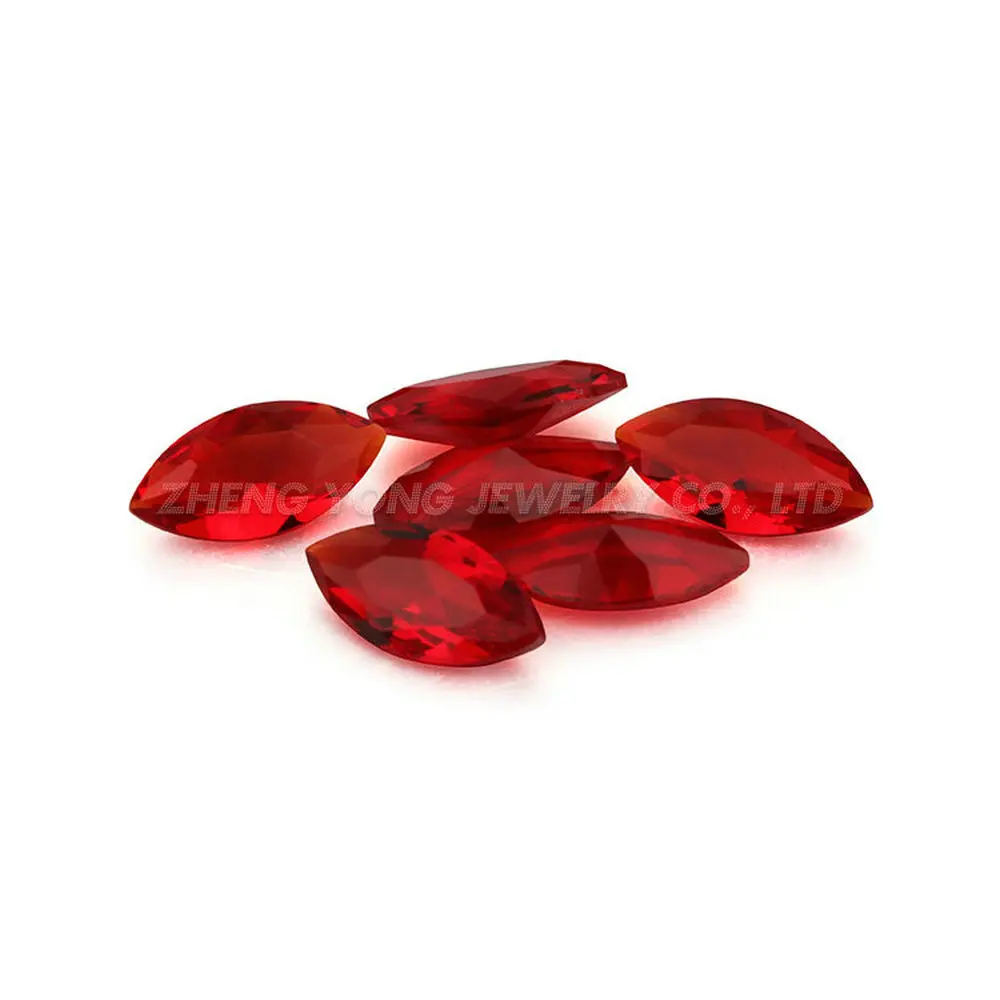 Factory Price 2x4mm-4x8mm Marquise Red Gemstones Loose Glass Artificial Stone for Jewelry