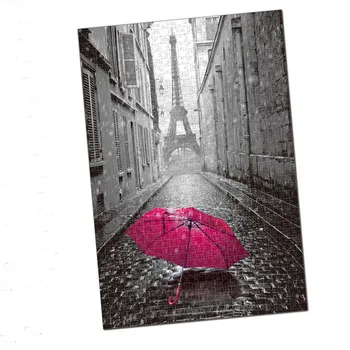 

1000Pcs 70 X 50cm Paper Jigsaw Puzzle Decompression Educational Toys - Tower In The Rain/Boat In Water/Street Of City/City Tower