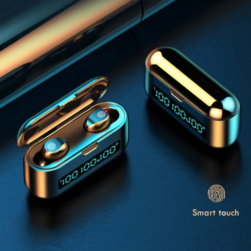 F9 46 TWS Bluetooth 5 1 Earphones LED Touch Control Digital Display Wireless Bluetooth Earbud With Microphone Charging Box