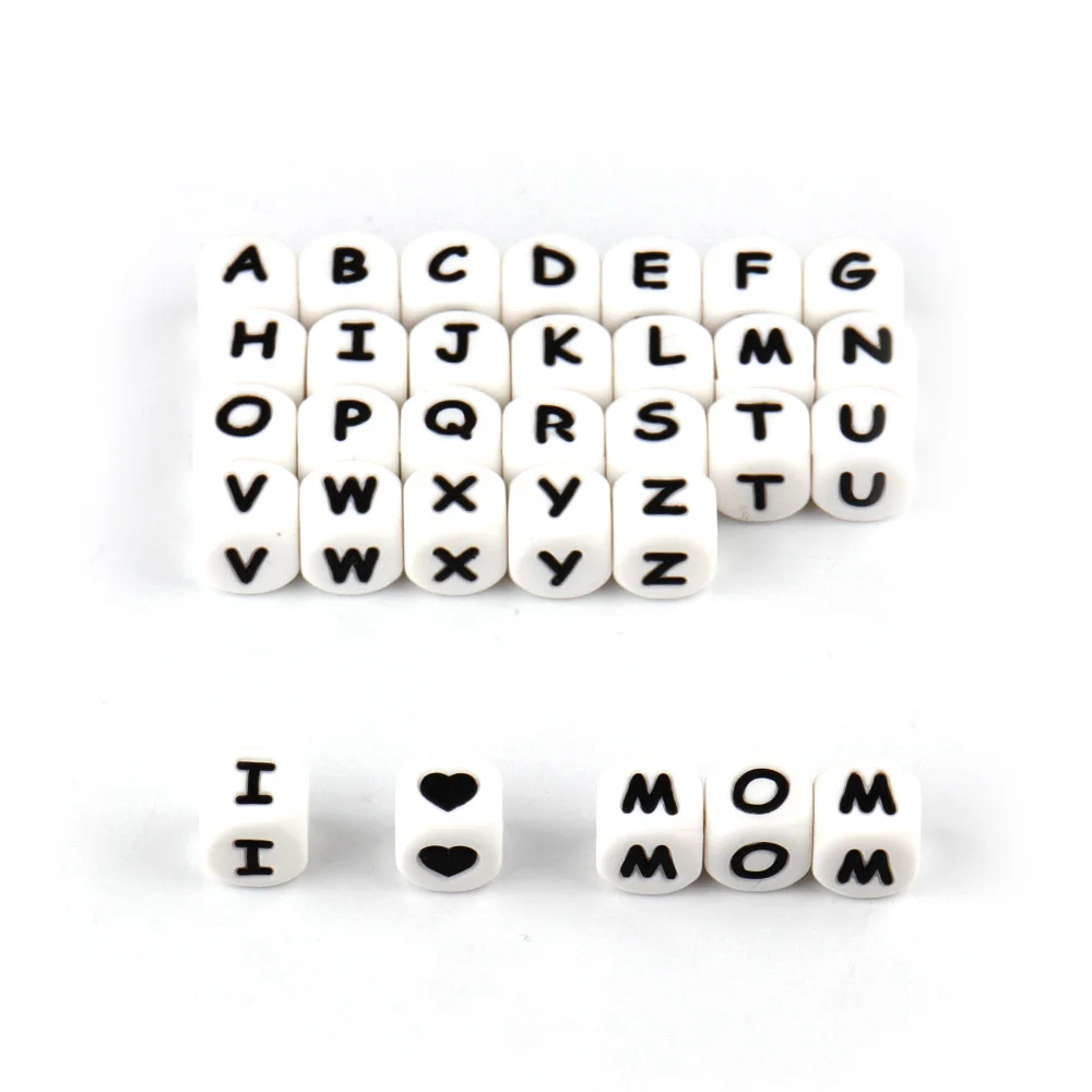 Silicone Letter Beads Baby Teether Chew Beads DIY Alphabet Name Necklace Beads 