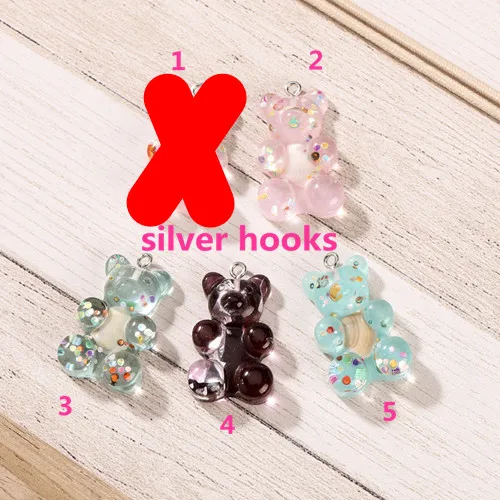 20*30mm 10pcs gummy bear flatback Resin Cabochons Scrapbook Craft Embellishments  Headwear accessories with hooks