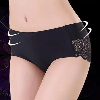 

1Pc Plus Size Women's Luxury Panties Hollow Out Breathable Lace Flower Briefs Solid Color Seamless Underwear briefs